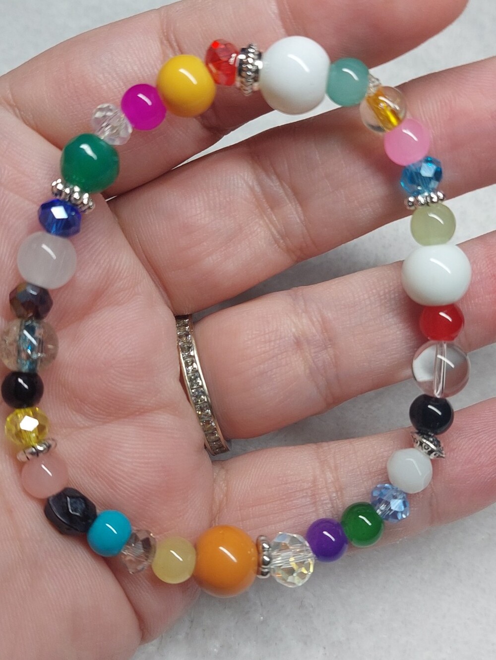 Handmade Colorful Multicolor Bead Stretch Bracelet